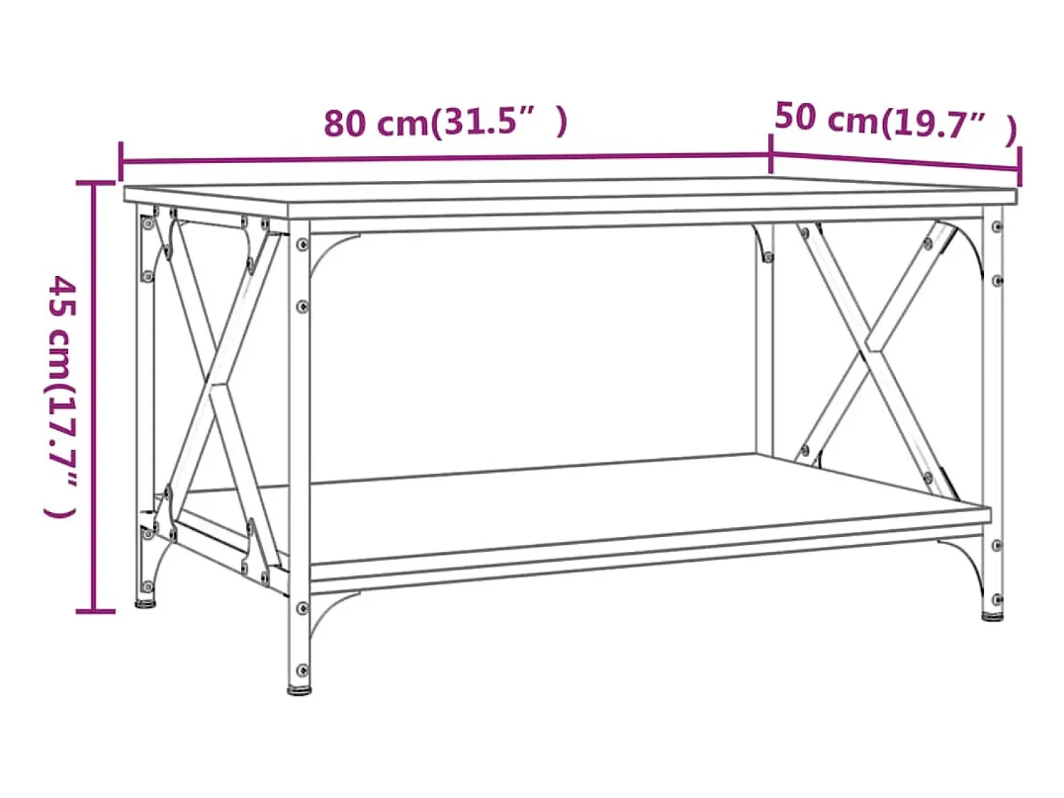 Mesa de centro | Mesa de apoio 80x50x45 cm derivados de madeira/ferro^ Mesa De Centro