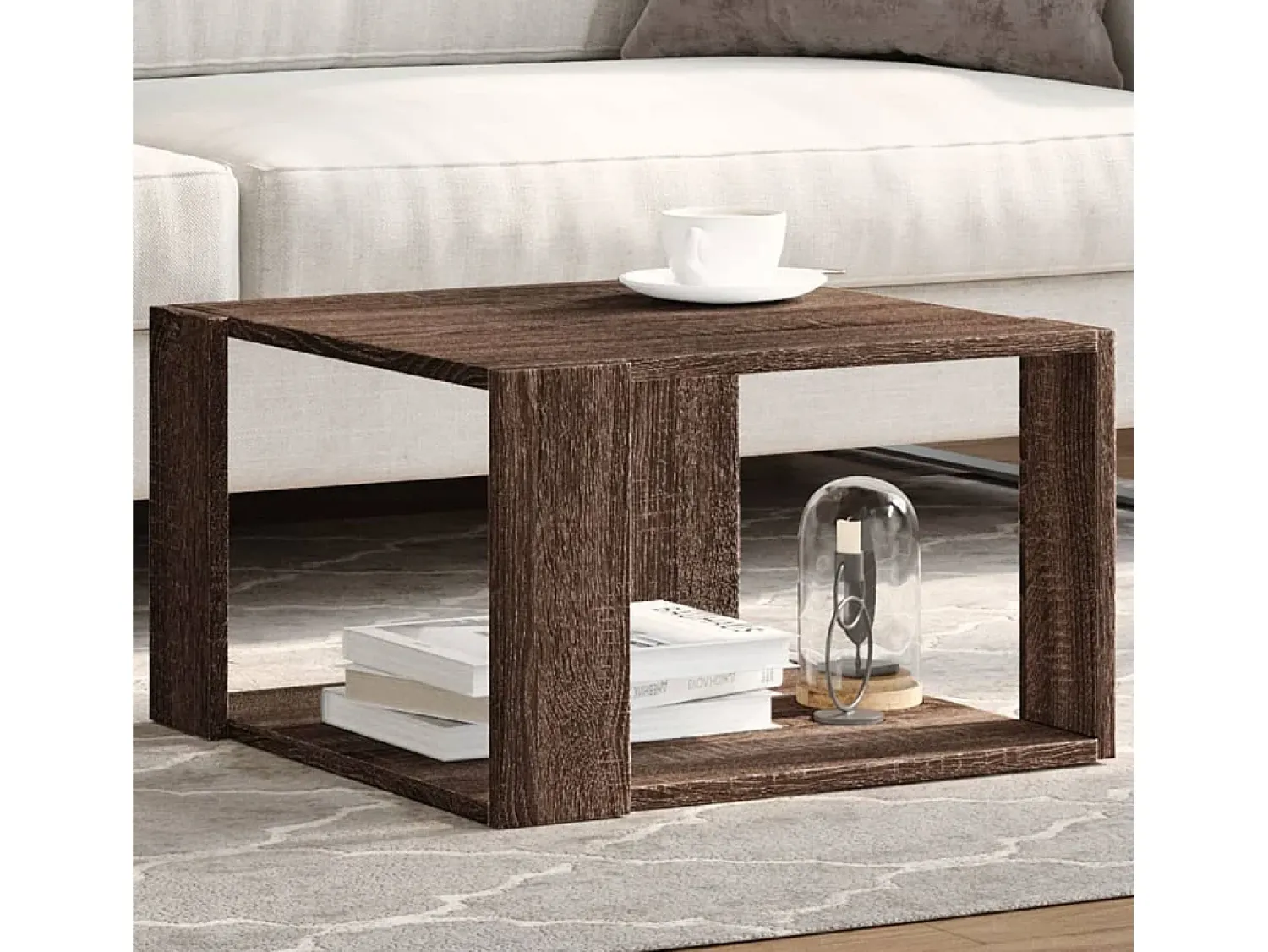 Mesa de centro | Mesa de apoio 51.5x51.5x30 cm deriv. madeira carvalho^ Mesa De Centro