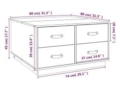 Mesa De Centro* Mesa de centro | Mesa de apoio 80x80x45 cm pinho maciço Branco