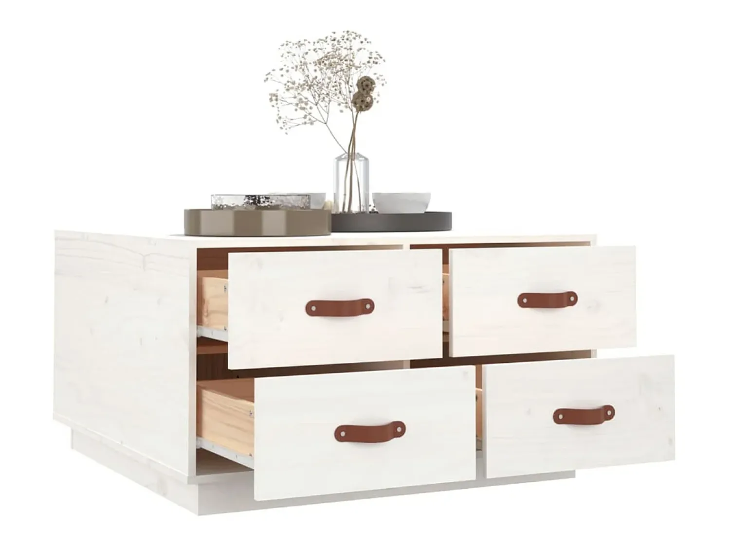 Mesa De Centro* Mesa de centro | Mesa de apoio 80x80x45 cm pinho maciço Branco