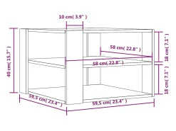 Outlet Mesa de centro | Mesa de apoio 59.5x59.5x40cm derivados madeira carvalho sonoma Castanho