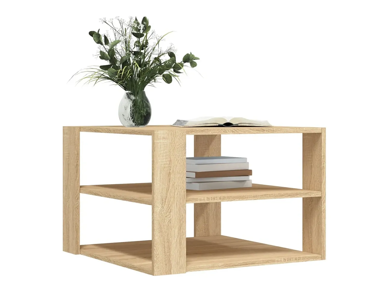 Outlet Mesa de centro | Mesa de apoio 59.5x59.5x40cm derivados madeira carvalho sonoma Castanho
