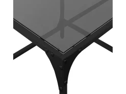 Mesa De Centro* Mesa de centro | Mesa de apoio com topo em vidro 98.5x50x40 cm aço Preto