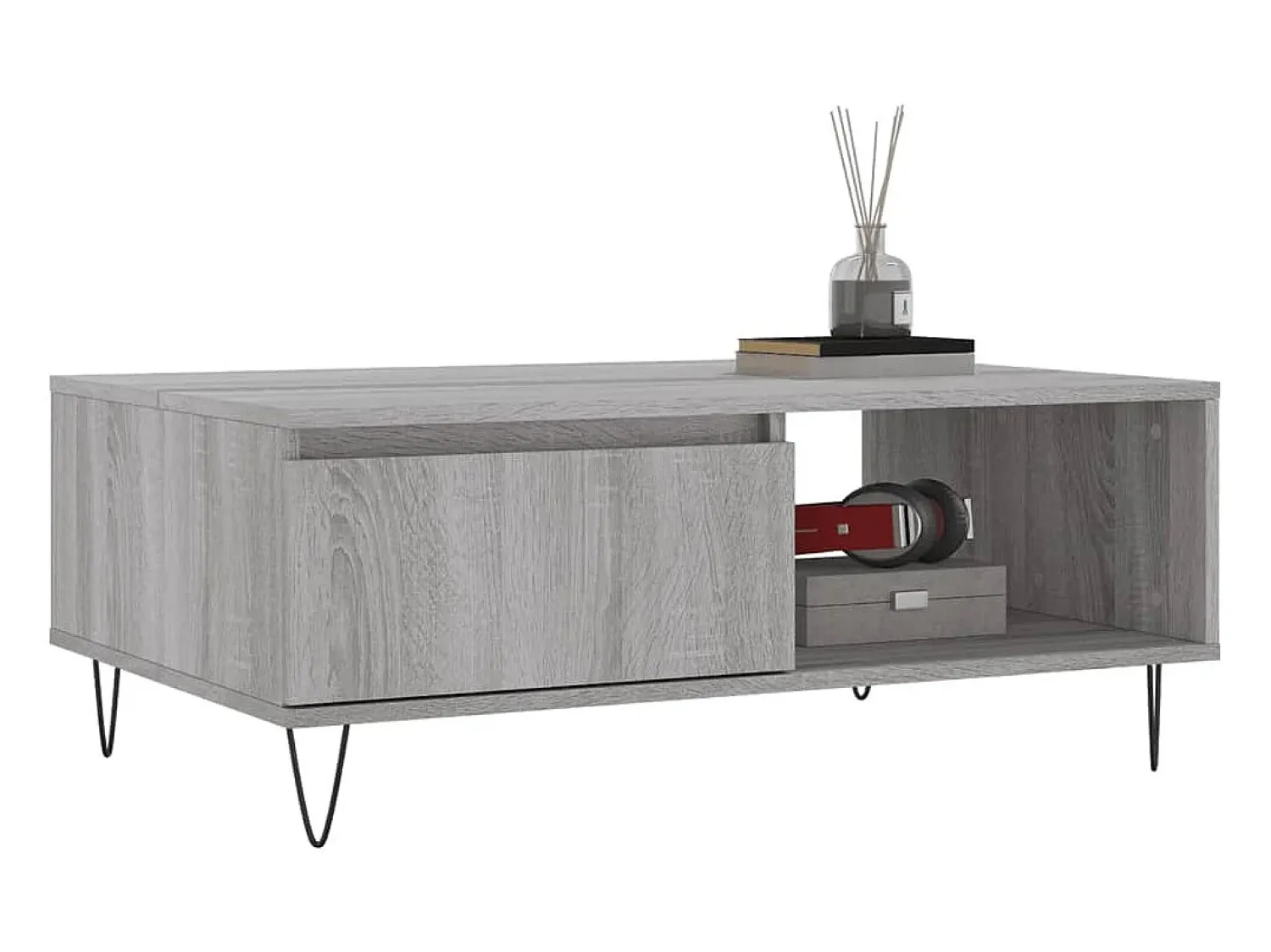 Mesa De Centro* Mesa de centro | Mesa de apoio 90x60x35 cm derivados de madeira sonoma Cinzento