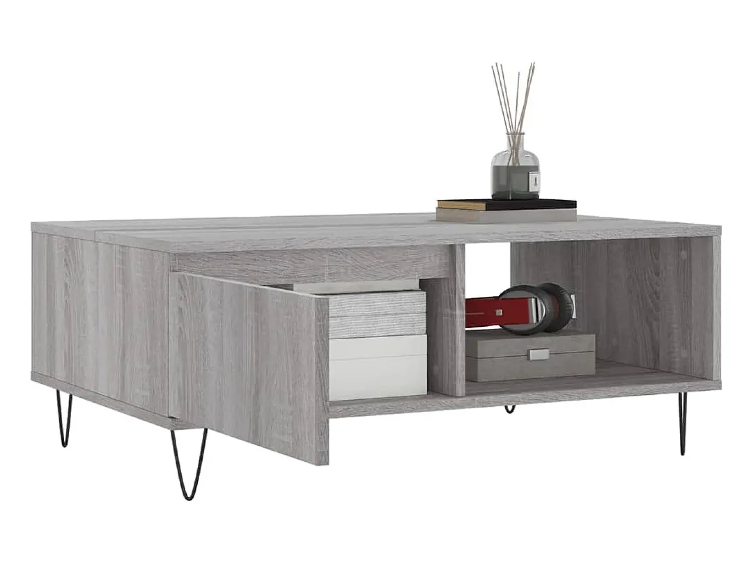 Mesa De Centro* Mesa de centro | Mesa de apoio 90x60x35 cm derivados de madeira sonoma Cinzento