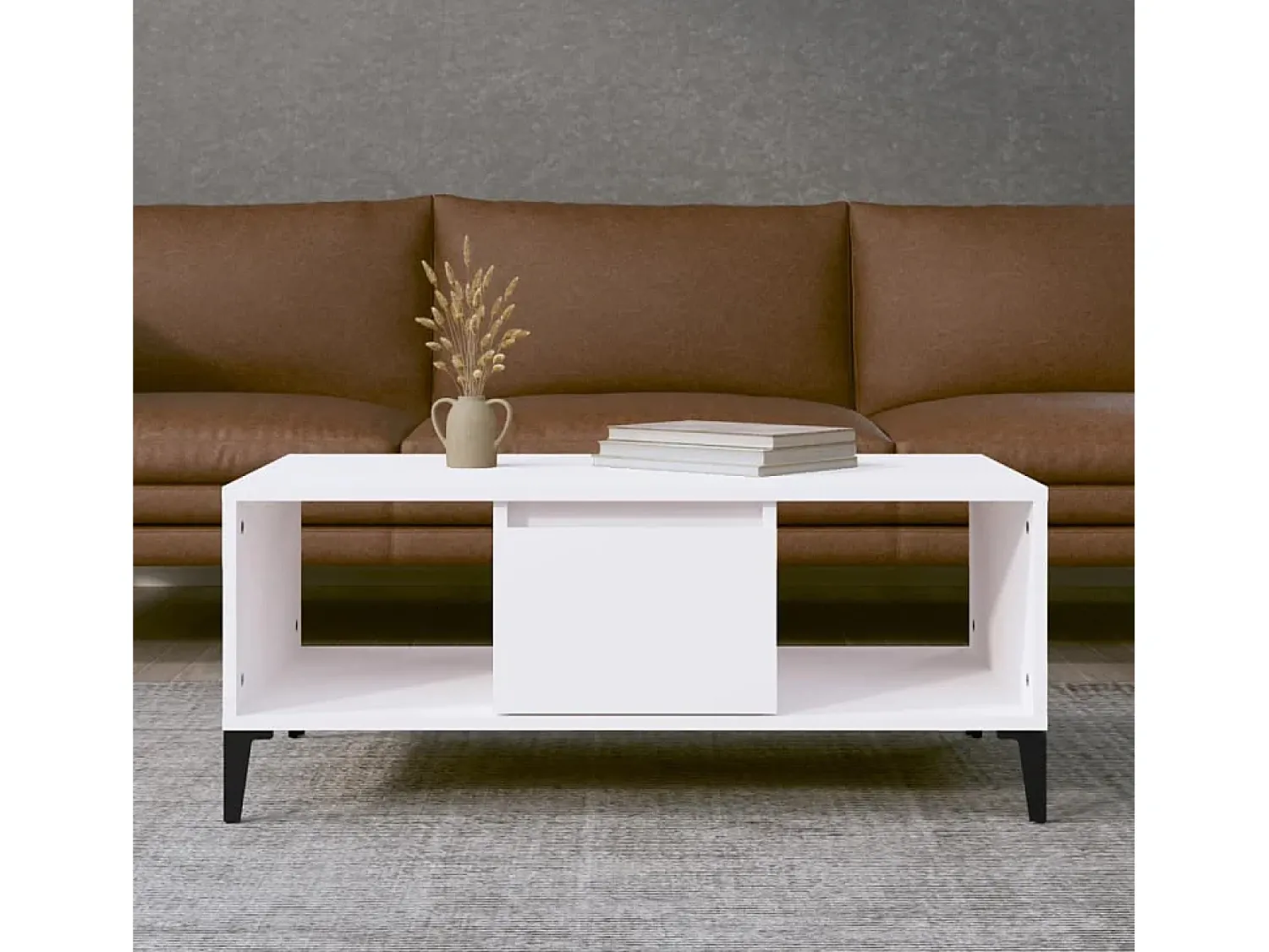 Mesa De Centro| Mesa de centro | Mesa de apoio 90x50x36.5 cm derivados de madeira Branco