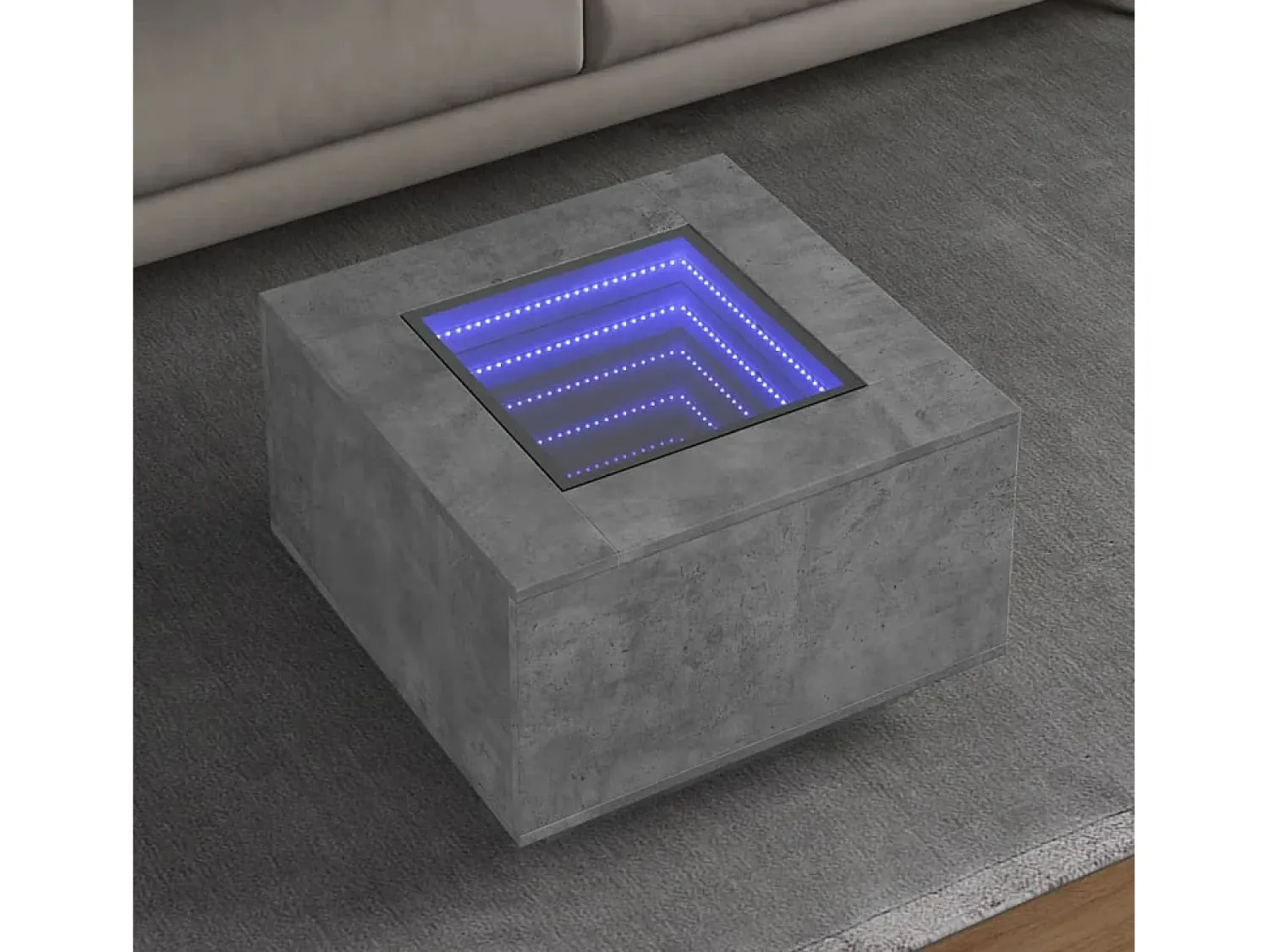 Mesa De Centro* Mesa de centro | Mesa de apoio c/ LEDs 60x60x40 cm derivados de madeira Cinzento