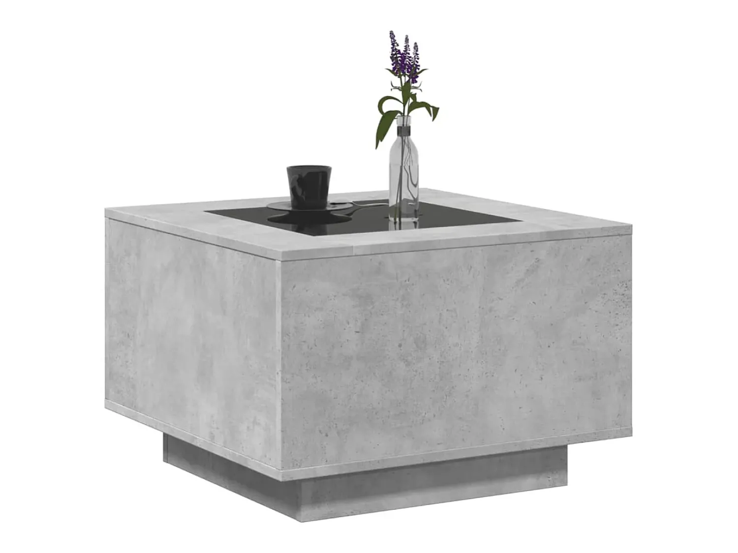 Mesa De Centro* Mesa de centro | Mesa de apoio c/ LEDs 60x60x40 cm derivados de madeira Cinzento
