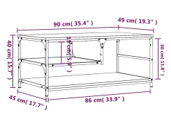 Best Mesa de centro | Mesa de apoio 90x49x40 cm derivados de madeira carvalho Castanho