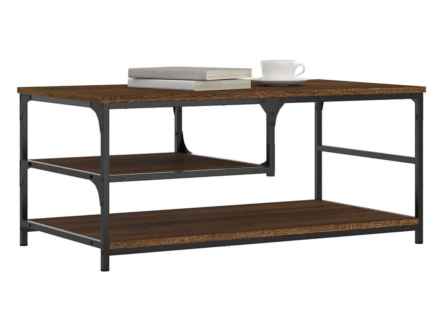 Best Mesa de centro | Mesa de apoio 90x49x40 cm derivados de madeira carvalho Castanho