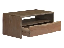 Discount Mesa de centro | Mesa de apoio | Mesa de café acácia maciça arestas vivas 90x50x40 cm Cinzento
