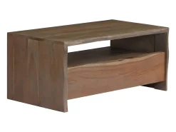 Discount Mesa de centro | Mesa de apoio | Mesa de café acácia maciça arestas vivas 90x50x40 cm Cinzento