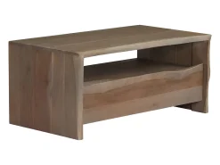 Discount Mesa de centro | Mesa de apoio | Mesa de café acácia maciça arestas vivas 90x50x40 cm Cinzento