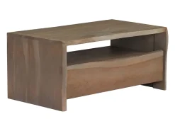 Discount Mesa de centro | Mesa de apoio | Mesa de café acácia maciça arestas vivas 90x50x40 cm Cinzento