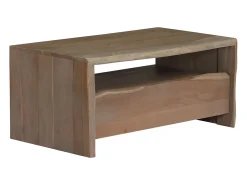 Discount Mesa de centro | Mesa de apoio | Mesa de café acácia maciça arestas vivas 90x50x40 cm Cinzento