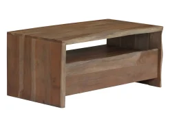 Discount Mesa de centro | Mesa de apoio | Mesa de café acácia maciça arestas vivas 90x50x40 cm Cinzento