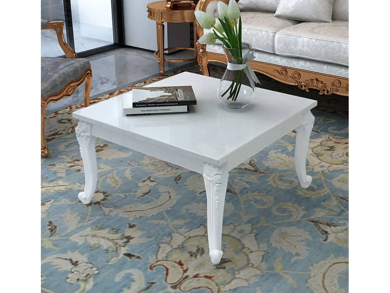 Online Mesa de centro | Mesa de apoio | Mesa de café 80x80x42 cm. brilhante Branco
