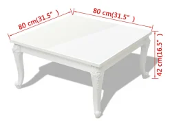 Online Mesa de centro | Mesa de apoio | Mesa de café 80x80x42 cm. brilhante Branco