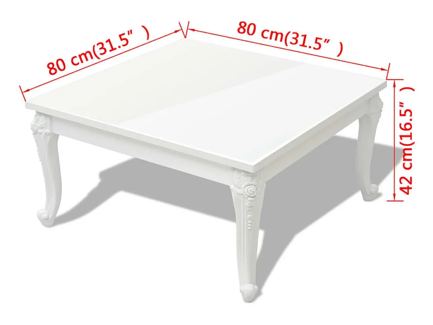 Online Mesa de centro | Mesa de apoio | Mesa de café 80x80x42 cm. brilhante Branco