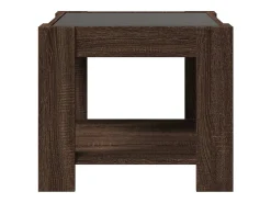 Mesa De Centro* Mesa de centro | Mesa de apoio c/ LEDs 53x53x45 cm derivados de madeira Castanho