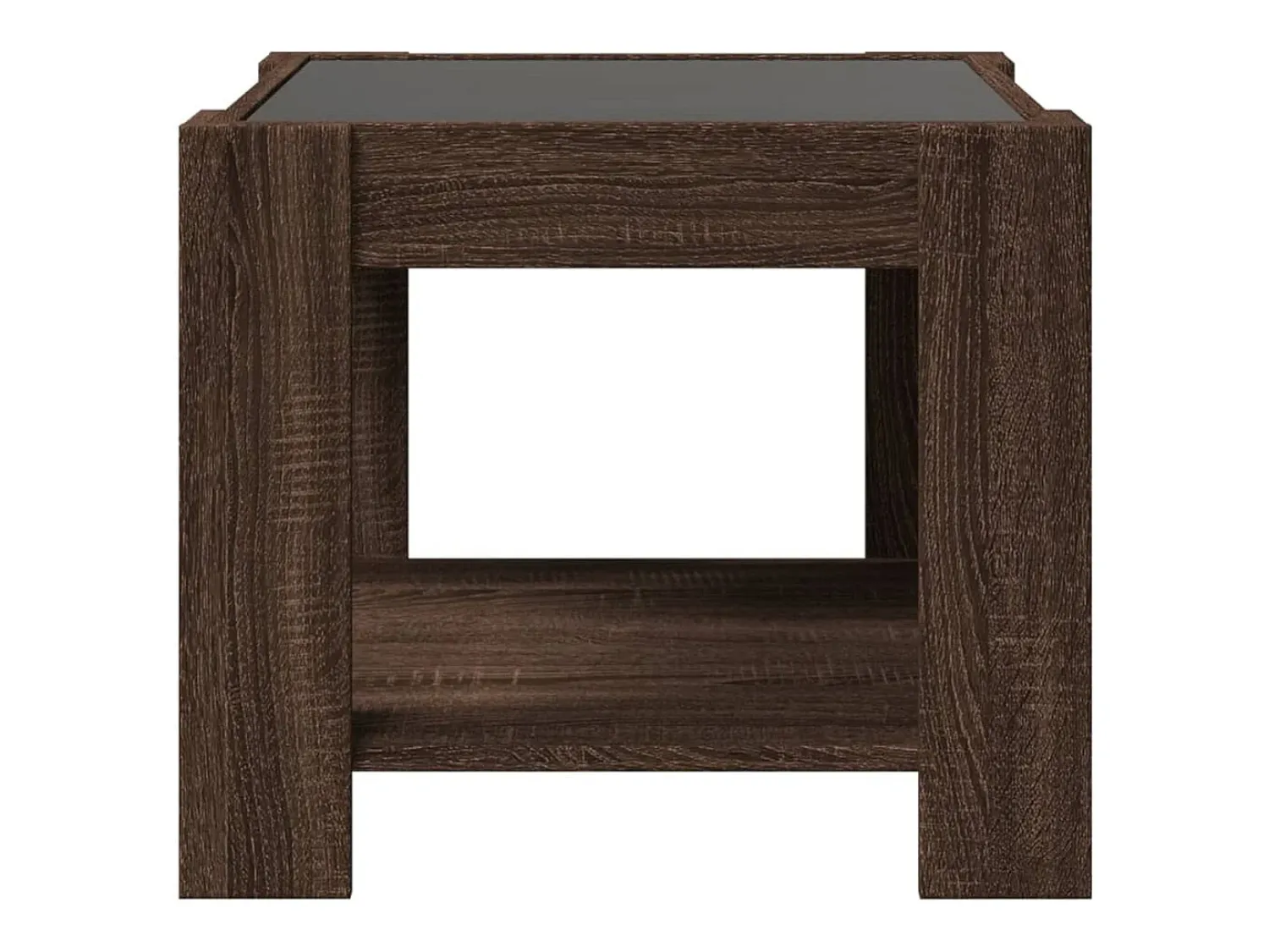 Mesa De Centro* Mesa de centro | Mesa de apoio c/ LEDs 53x53x45 cm derivados de madeira Castanho