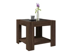 Mesa De Centro* Mesa de centro | Mesa de apoio c/ LEDs 53x53x45 cm derivados de madeira Castanho