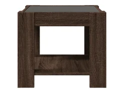 Mesa De Centro* Mesa de centro | Mesa de apoio c/ LEDs 53x53x45 cm derivados de madeira Castanho