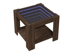 Mesa De Centro* Mesa de centro | Mesa de apoio c/ LEDs 53x53x45 cm derivados de madeira Castanho