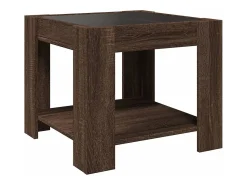 Mesa De Centro* Mesa de centro | Mesa de apoio c/ LEDs 53x53x45 cm derivados de madeira Castanho