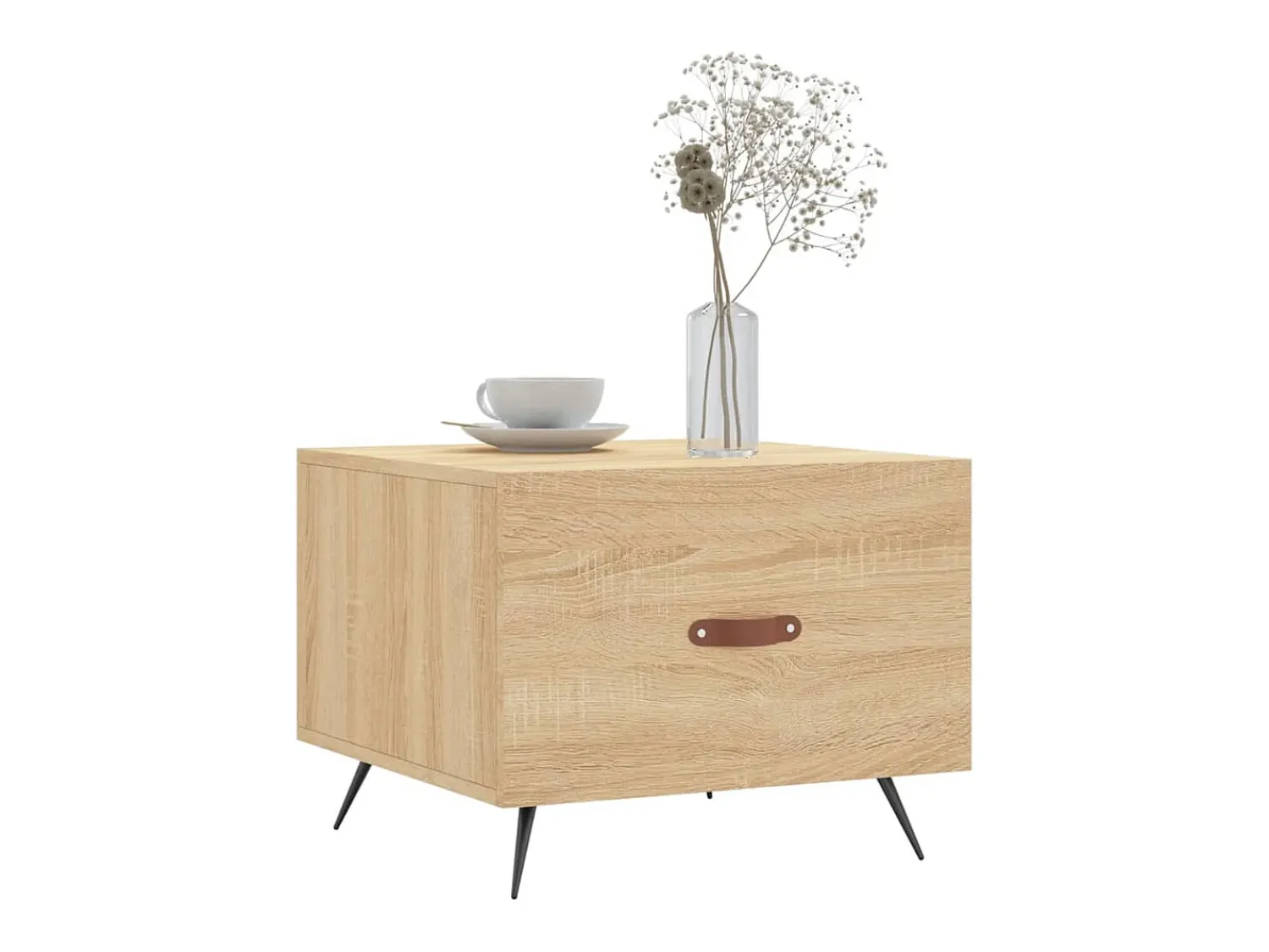 New Mesa de centro | Mesa de apoio 50x50x40 cm derivados de madeira carvalho sonoma Castanho
