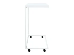 Mesa de centro | Mesa de apoio c/ rodas 55x35x70 cm derivados de madeira branca^ Mesa De Centro