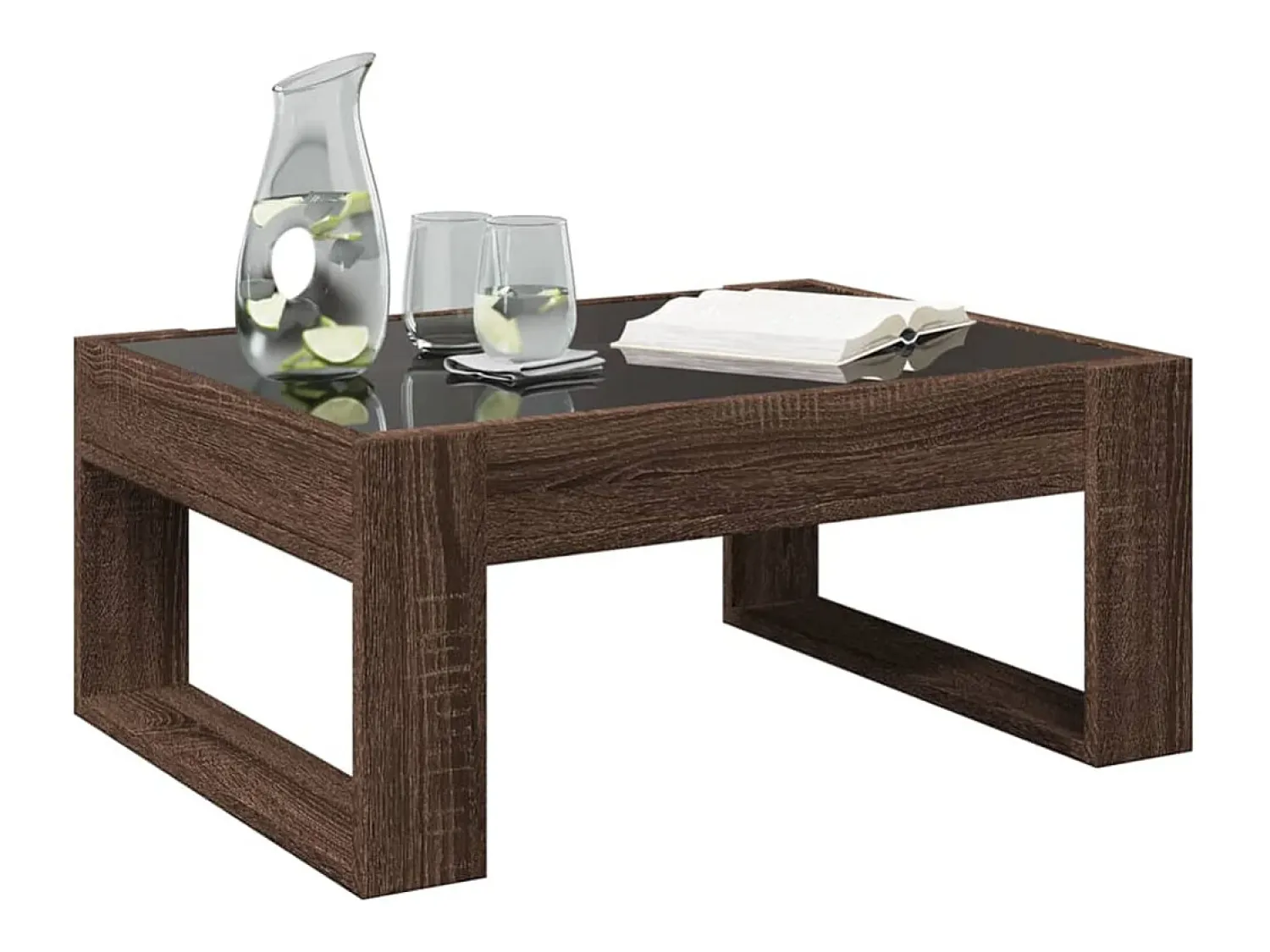 Mesa de centro | Mesa de apoio luzes LED Infinity 70x53x30 cm carvalho^ Mesa De Centro