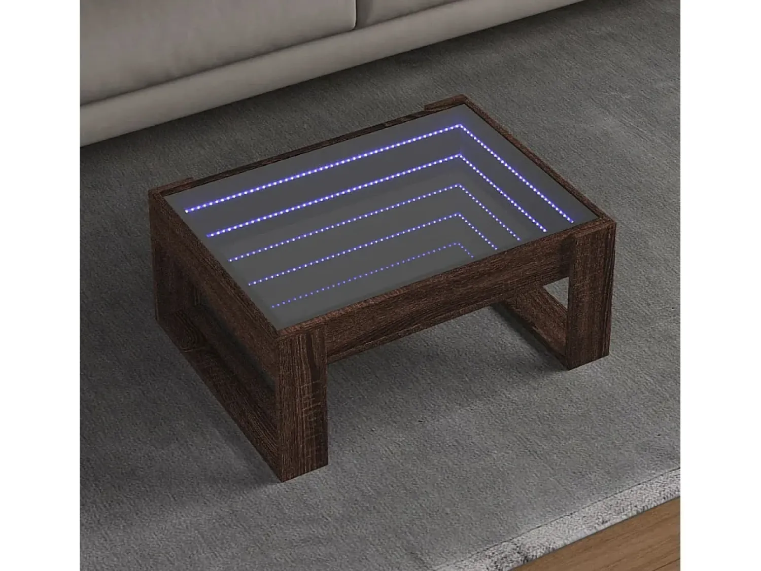 Mesa de centro | Mesa de apoio luzes LED Infinity 70x53x30 cm carvalho^ Mesa De Centro