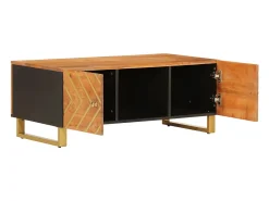 Mesa De Centro* Mesa de centro | Mesa de apoio 100x54x40 cm mangueira maciça e preto Castanho