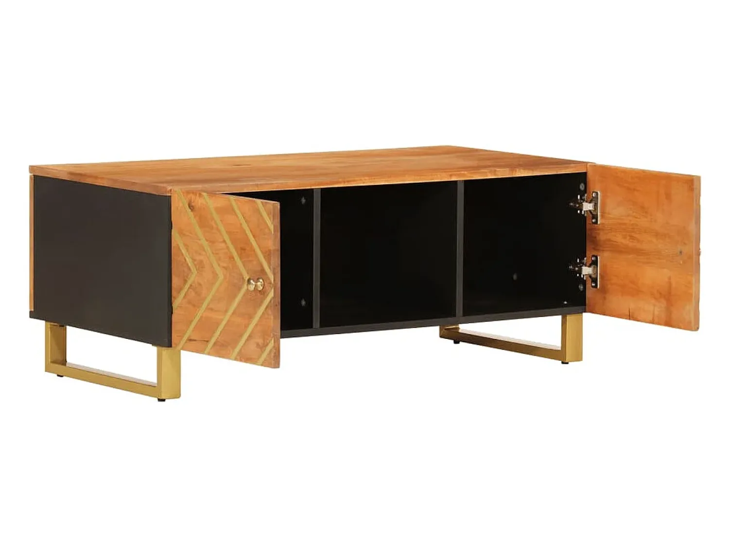 Mesa De Centro* Mesa de centro | Mesa de apoio 100x54x40 cm mangueira maciça e preto Castanho