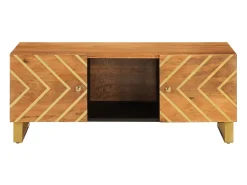 Mesa De Centro* Mesa de centro | Mesa de apoio 100x54x40 cm mangueira maciça e preto Castanho