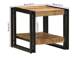 Mesa De Centro* Mesa de centro | Mesa de apoio | Mesa de café 40x40x38 cm Madeira de mangueira maciça Castanho
