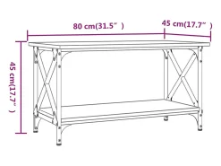 Mesa de centro | Mesa de apoio 80x45x45 cm deriv. madeira/ferro carvalho sonoma^ Mesa De Centro