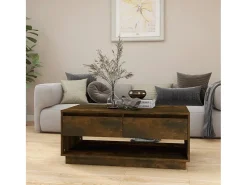 Mesa De Centro| Mesa de centro | Mesa de apoio 102.5x55x44 cm derivados madeira carvalho fumado Castanho