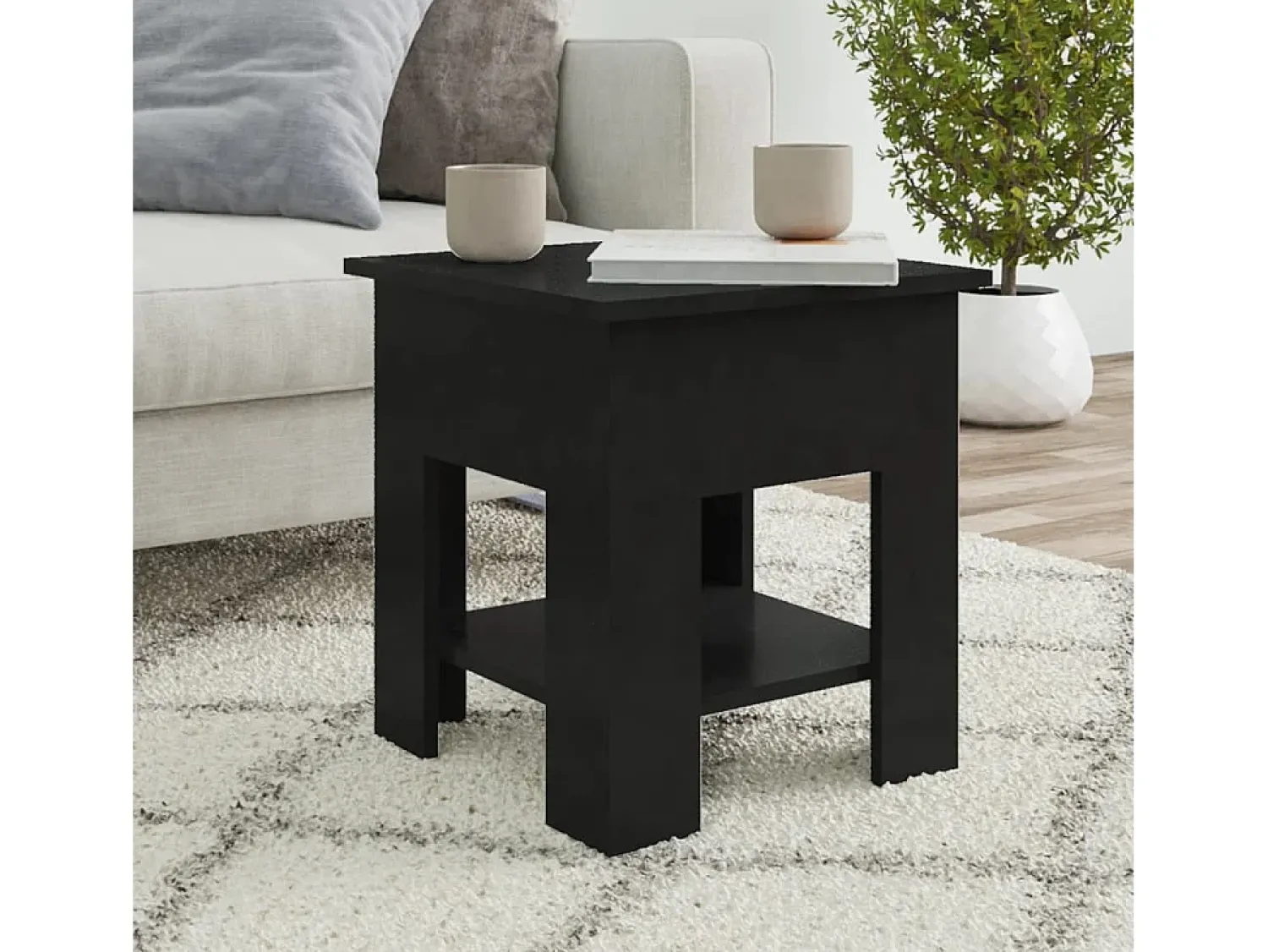 Mesa De Centro| Mesa de centro | Mesa de apoio 40x40x42 cm derivados de madeira Preto