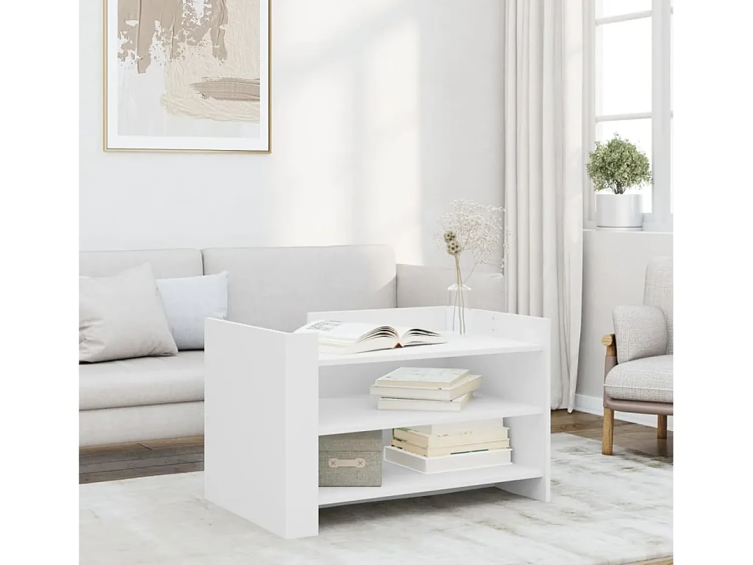 Mesa de centro | Mesa de apoio 80x50x50 cm derivados de madeira^ Mesa De Centro