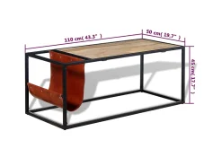 Outlet Mesa de centro | Mesa de apoio c/ suporte de revistas pele genuína 110x50x45 cm Multicor