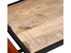 Outlet Mesa de centro | Mesa de apoio c/ suporte de revistas pele genuína 110x50x45 cm Multicor
