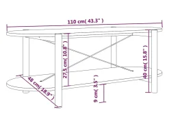Mesa de centro | Mesa de apoio 110x48x40 cm derivados de madeira^ Mesa De Centro