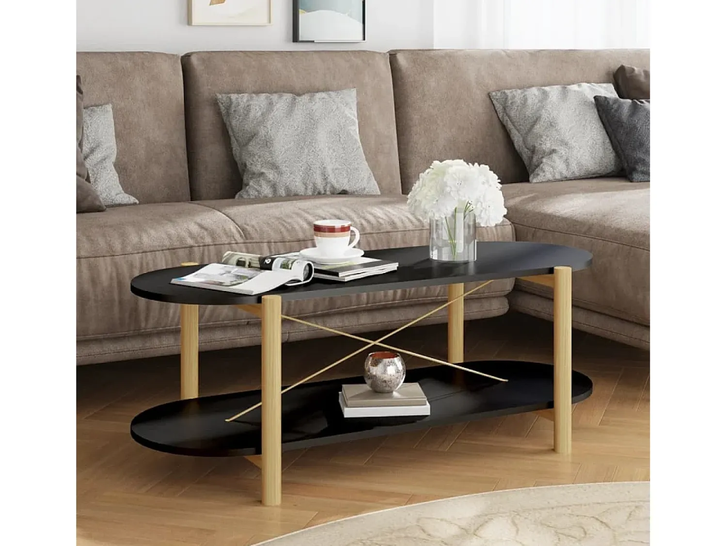 Mesa de centro | Mesa de apoio 110x48x40 cm derivados de madeira^ Mesa De Centro