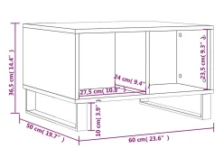 Mesa de centro | Mesa de apoio 60x50x36.5 cm derivados de madeira cinza cimento^ Mesa De Centro