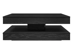 Mesa De Centro| Mesa de centro | Mesa de apoio giratória 360 graus carvalho 90x90x34.5 cm Preto