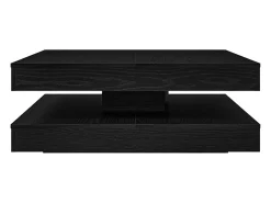 Mesa De Centro| Mesa de centro | Mesa de apoio giratória 360 graus carvalho 90x90x34.5 cm Preto