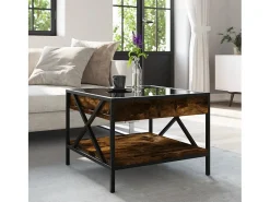 Online Mesa de centro | Mesa de apoio luzes LED Infinity 50x50x38 cm carvalho fumado Castanho