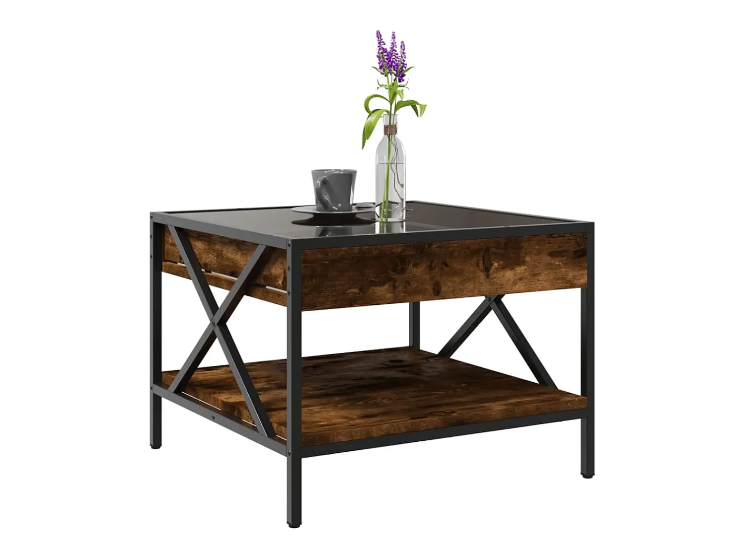 Online Mesa de centro | Mesa de apoio luzes LED Infinity 50x50x38 cm carvalho fumado Castanho